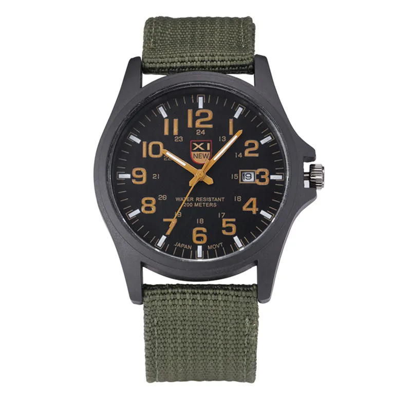 1pc / Lot XINEW Brand Watches For Men Students Fashion Casual Nylon Band Sports Military Date Quartz Wrist Watch Montre Homme