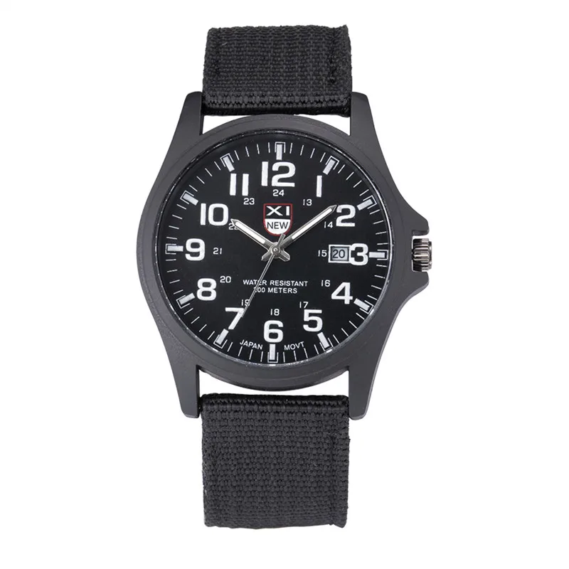 1pc / Lot XINEW Brand Watches For Men Students Fashion Casual Nylon Band Sports Military Date Quartz Wrist Watch Montre Homme