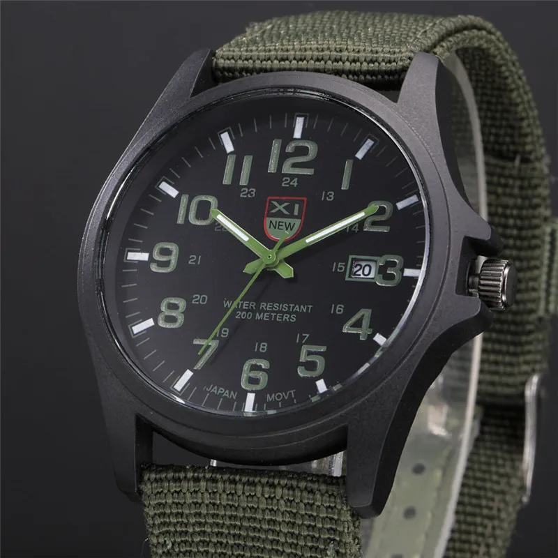 1pc / Lot XINEW Brand Watches For Men Students Fashion Casual Nylon Band Sports Military Date Quartz Wrist Watch Montre Homme
