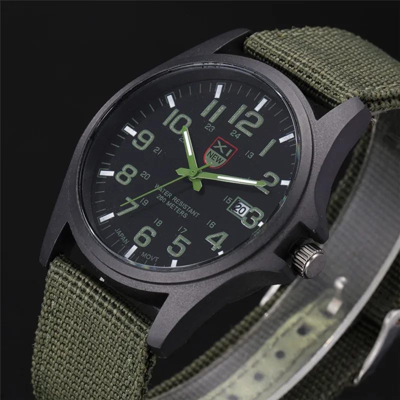1pc / Lot XINEW Brand Watches For Men Students Fashion Casual Nylon Band Sports Military Date Quartz Wrist Watch Montre Homme
