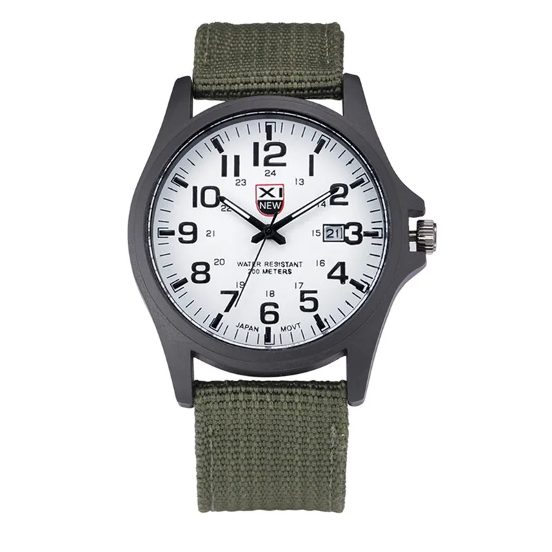 1pc / Lot XINEW Brand Watches For Men Students Fashion Casual Nylon Band Sports Military Date Quartz Wrist Watch Montre Homme