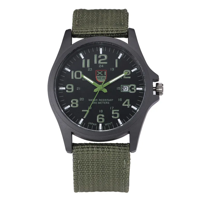 1pc / Lot XINEW Brand Watches For Men Students Fashion Casual Nylon Band Sports Military Date Quartz Wrist Watch Montre Homme
