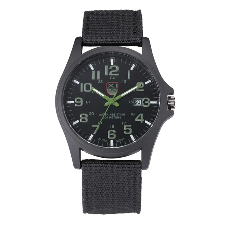1pc / Lot XINEW Brand Watches For Men Students Fashion Casual Nylon Band Sports Military Date Quartz Wrist Watch Montre Homme