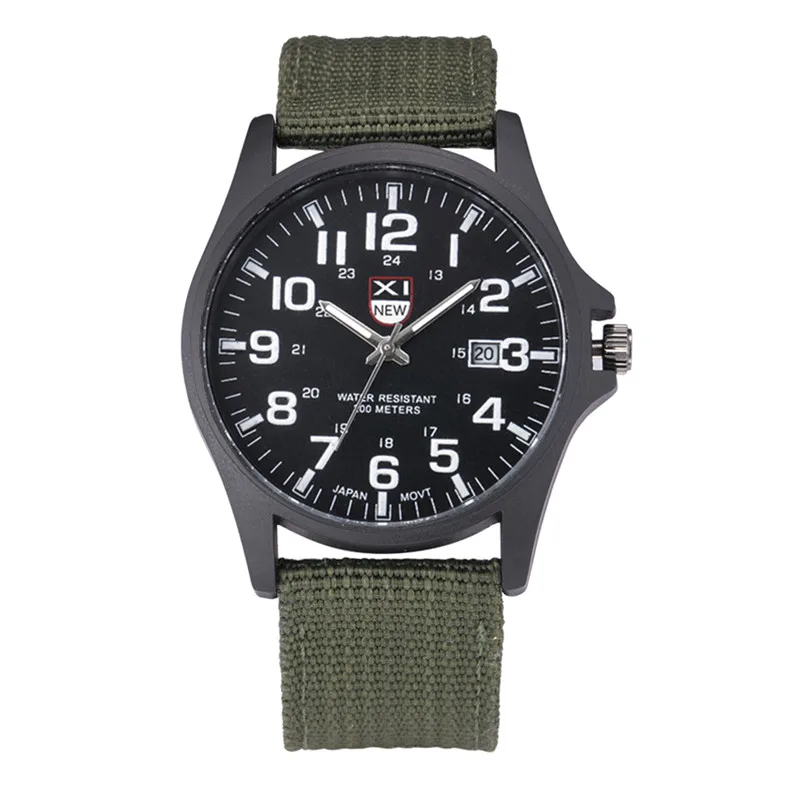 1pc / Lot XINEW Brand Watches For Men Students Fashion Casual Nylon Band Sports Military Date Quartz Wrist Watch Montre Homme