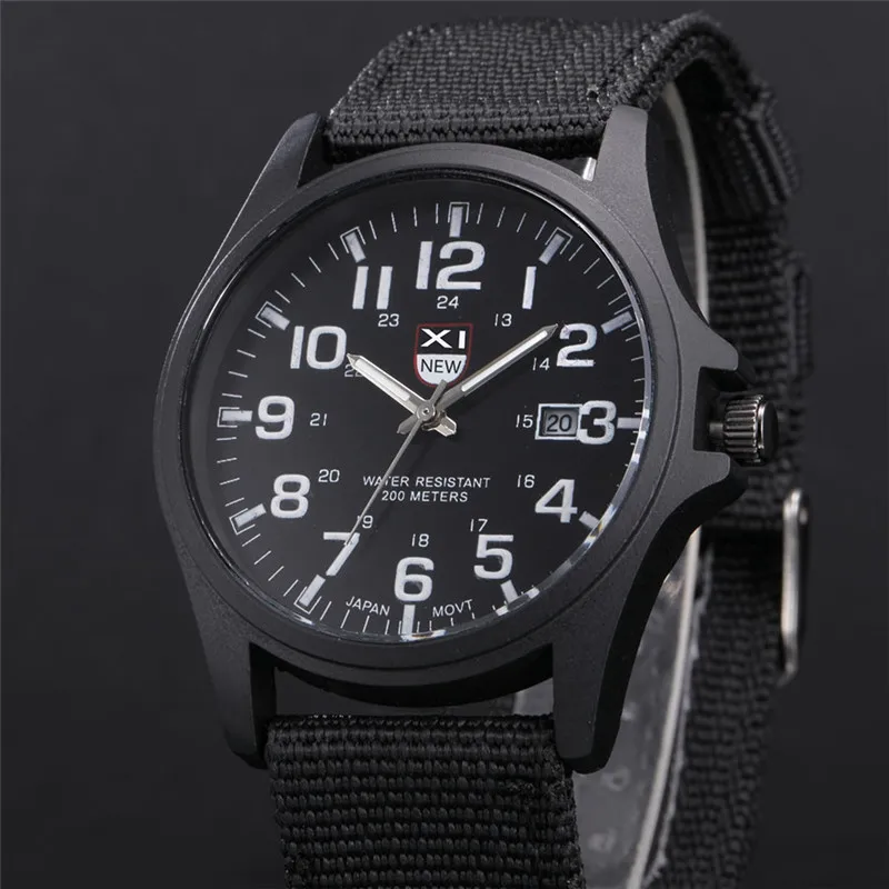 1pc / Lot XINEW Brand Watches For Men Students Fashion Casual Nylon Band Sports Military Date Quartz Wrist Watch Montre Homme