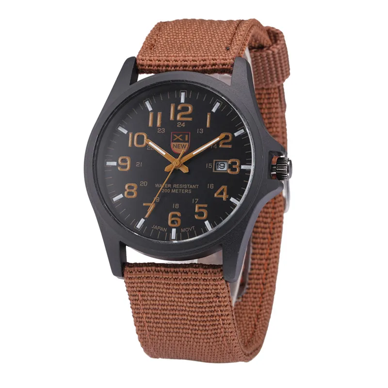 1pc / Lot XINEW Brand Watches For Men Students Fashion Casual Nylon Band Sports Military Date Quartz Wrist Watch Montre Homme