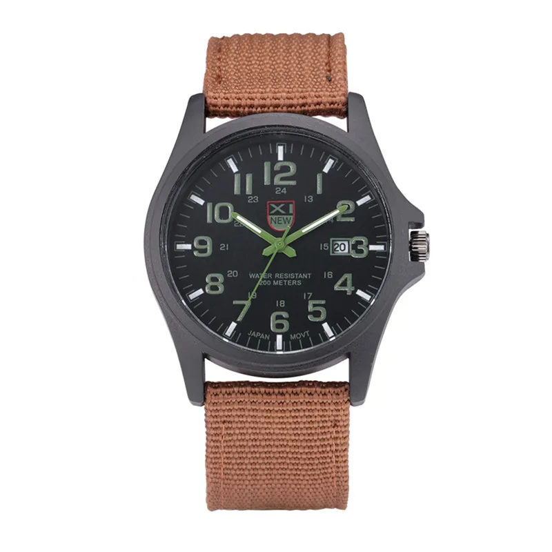 1pc / Lot XINEW Brand Watches For Men Students Fashion Casual Nylon Band Sports Military Date Quartz Wrist Watch Montre Homme