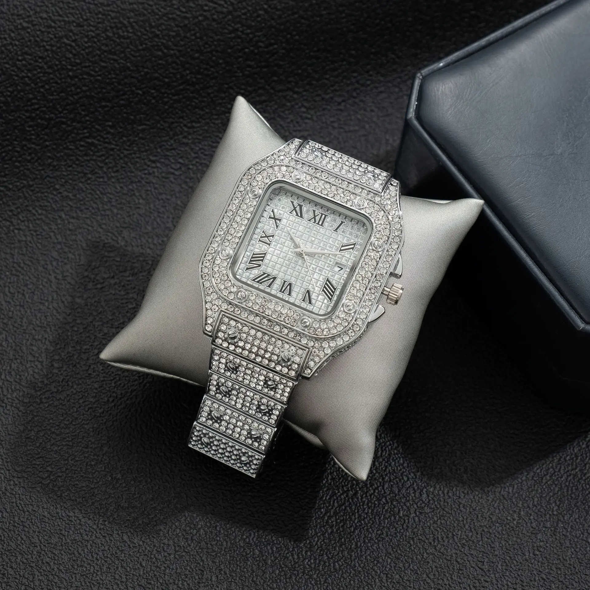 Men Watch Business Square Starry Sky Steel Belt Diamond Inlaid European American Male RomanFashion Quartz Wristwatches Gift