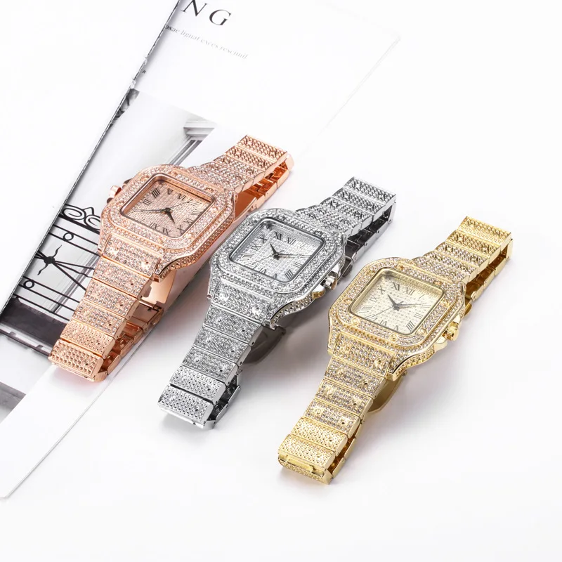 Men Watch Business Square Starry Sky Steel Belt Diamond Inlaid European American Male RomanFashion Quartz Wristwatches Gift