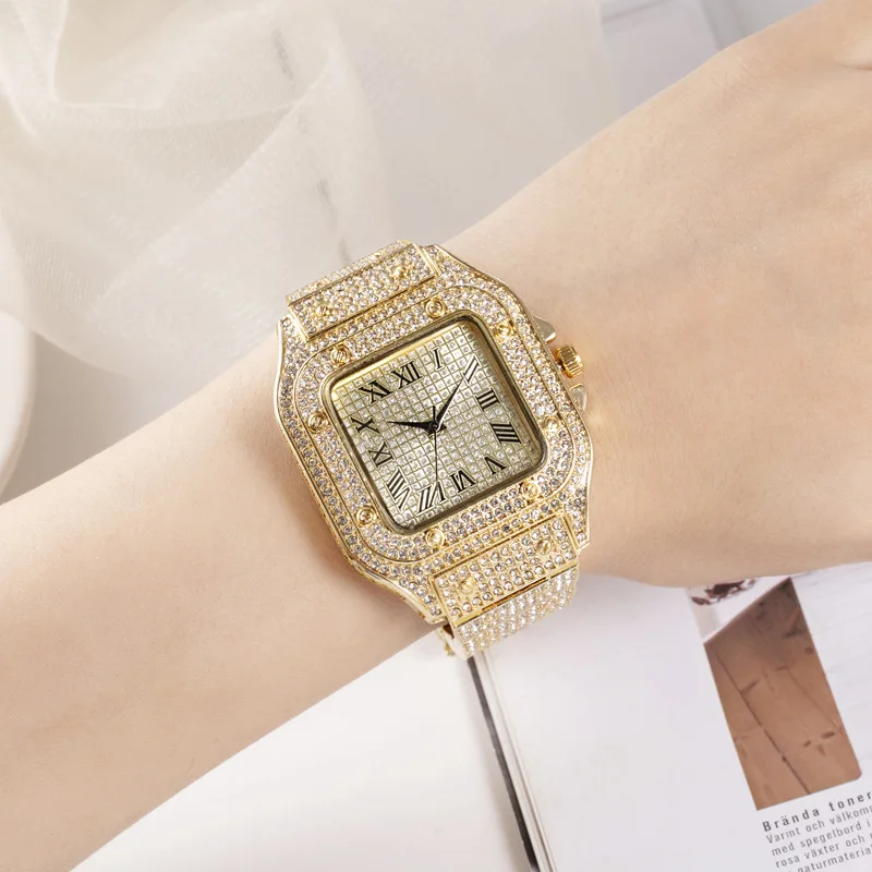 Men Watch Business Square Starry Sky Steel Belt Diamond Inlaid European American Male RomanFashion Quartz Wristwatches Gift