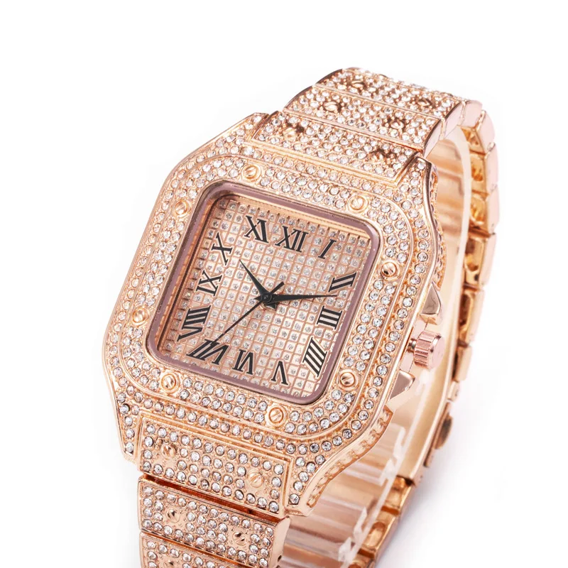 Men Watch Business Square Starry Sky Steel Belt Diamond Inlaid European American Male RomanFashion Quartz Wristwatches Gift