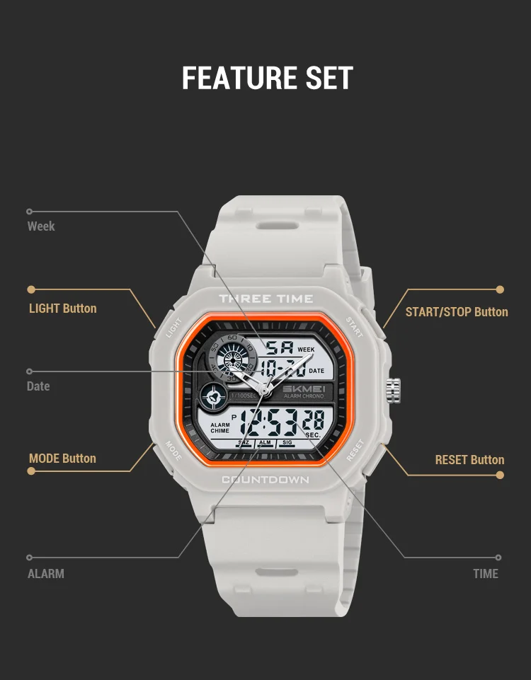 SKMEI 2641 New Leisure Sports Dual Display Men's Digital Watch Waterproof Multifunctional Electronic Military Watch Reloj Hombre