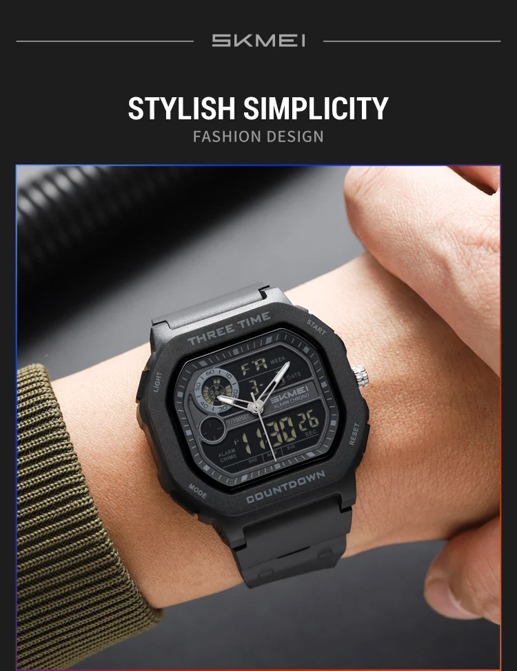 SKMEI 2641 New Leisure Sports Dual Display Men's Digital Watch Waterproof Multifunctional Electronic Military Watch Reloj Hombre
