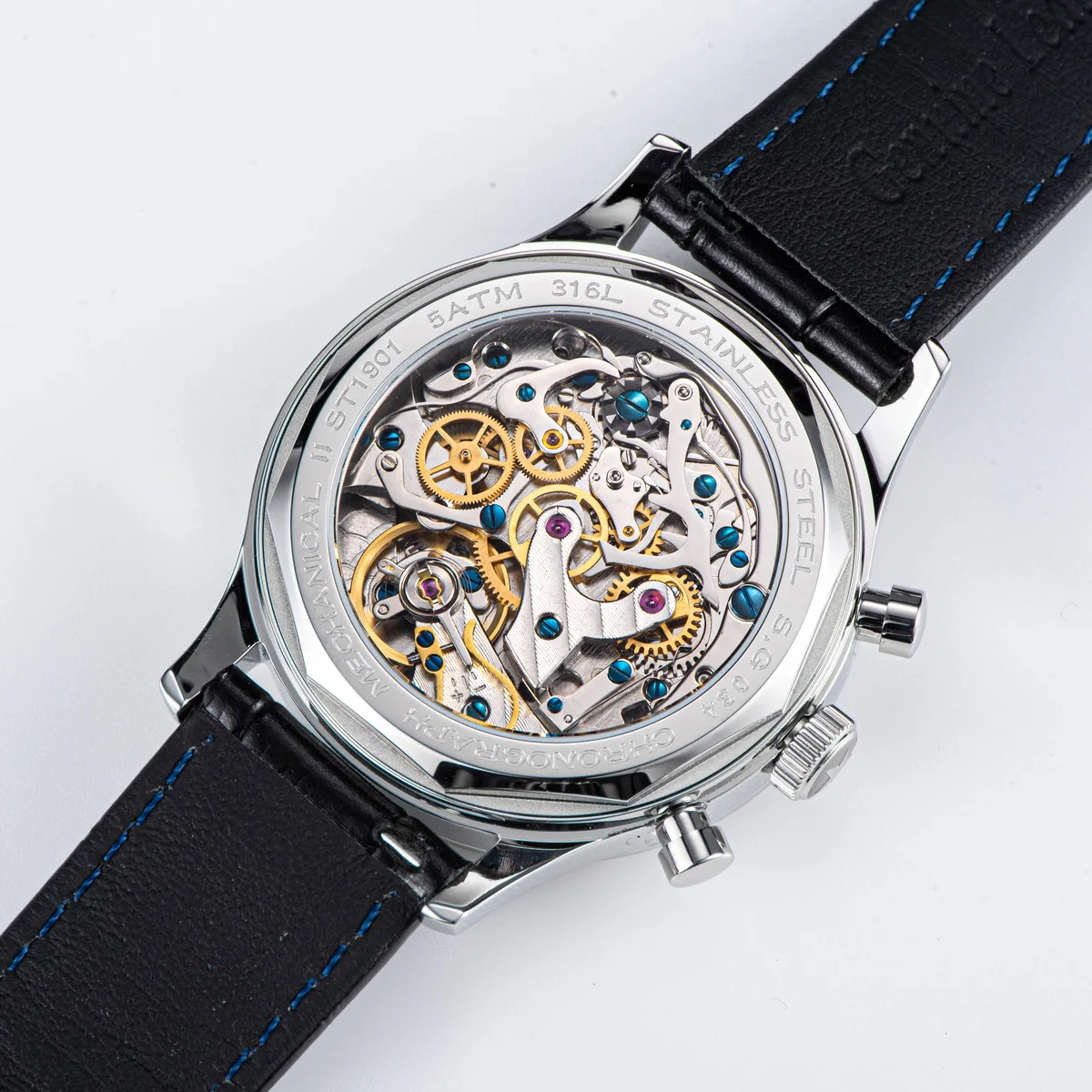 Sugess 1963 Pilot Watch Men Mechanical Chronograph Panda Wristwatch Air Force Sapphire Waterproof for Seagull Movement ST1901 v3