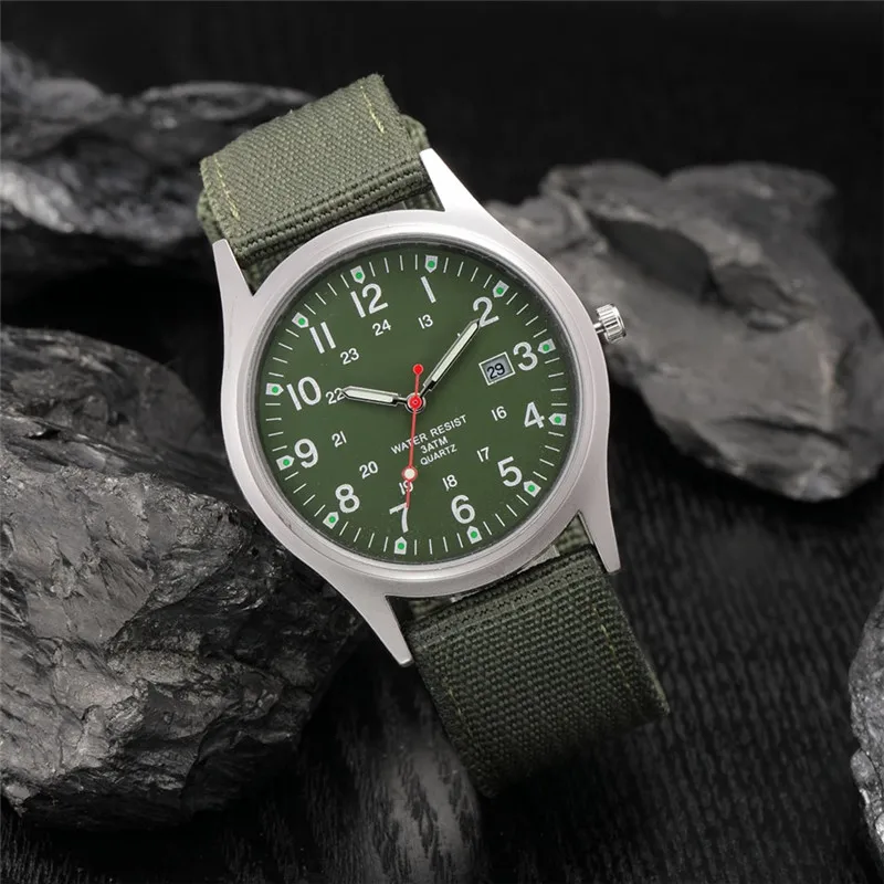 Students Brand Watches Men Fashion Casual Nylon Band Sports Simple Date Quartz Watch Black Erkek Barato Saat Relogio Masculino