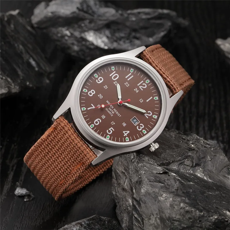 Students Brand Watches Men Fashion Casual Nylon Band Sports Simple Date Quartz Watch Black Erkek Barato Saat Relogio Masculino