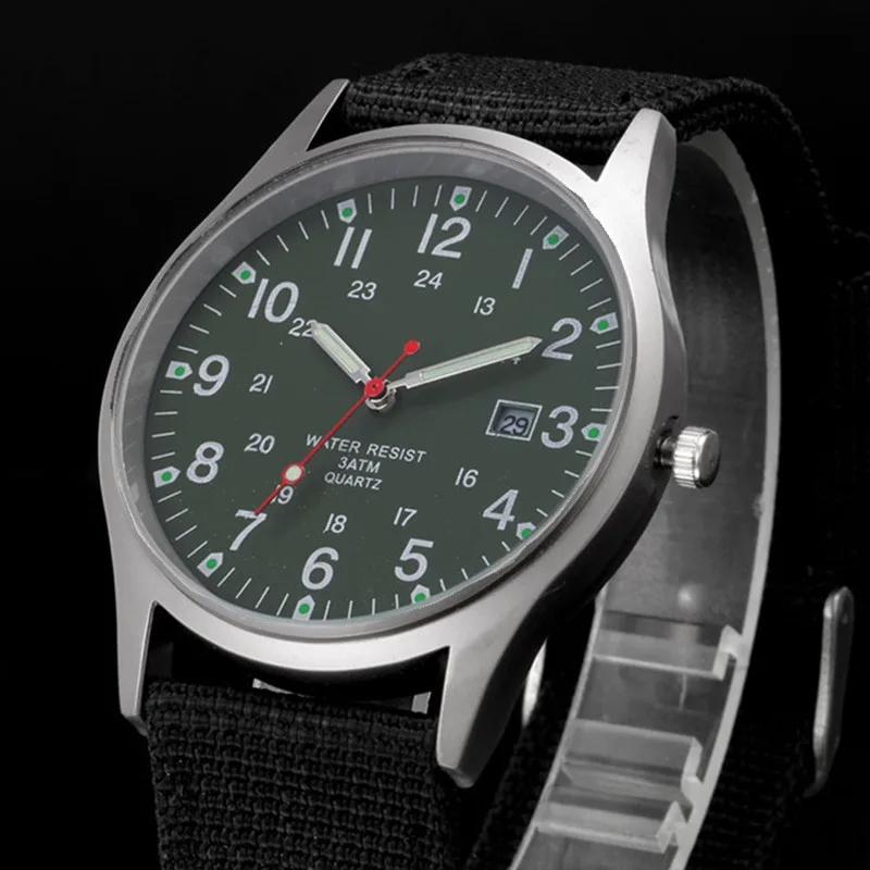 Students Brand Watches Men Fashion Casual Nylon Band Sports Simple Date Quartz Watch Black Erkek Barato Saat Relogio Masculino