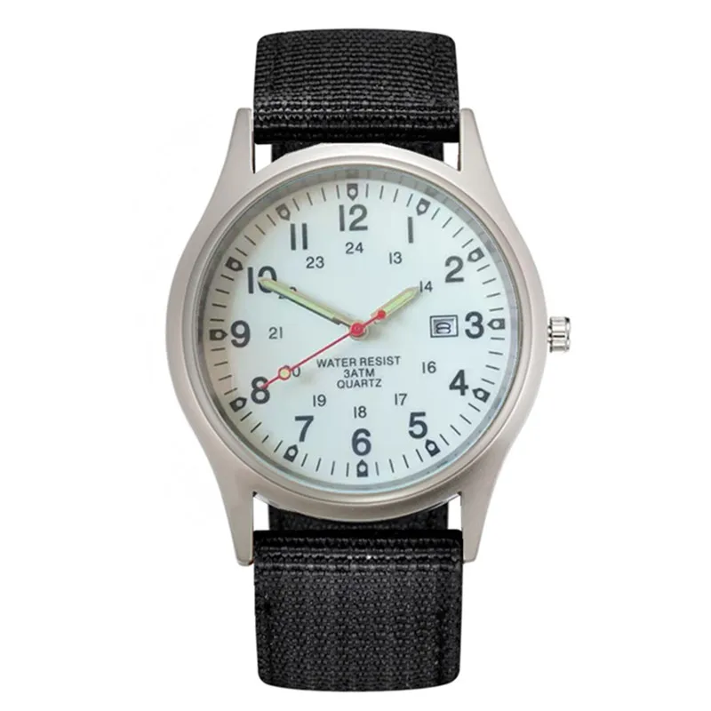 Students Brand Watches Men Fashion Casual Nylon Band Sports Simple Date Quartz Watch Black Erkek Barato Saat Relogio Masculino
