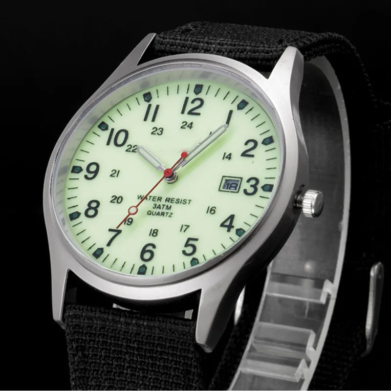Students Brand Watches Men Fashion Casual Nylon Band Sports Simple Date Quartz Watch Black Erkek Barato Saat Relogio Masculino