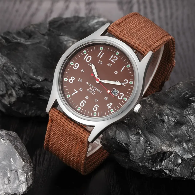 Students Brand Watches Men Fashion Casual Nylon Band Sports Simple Date Quartz Watch Black Erkek Barato Saat Relogio Masculino