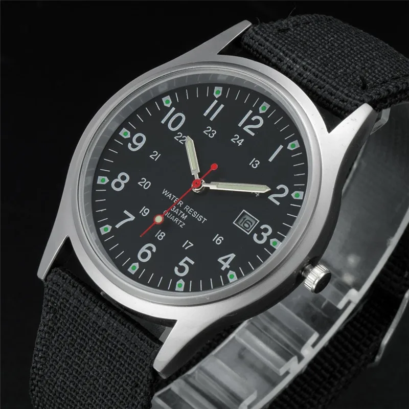 Students Brand Watches Men Fashion Casual Nylon Band Sports Simple Date Quartz Watch Black Erkek Barato Saat Relogio Masculino