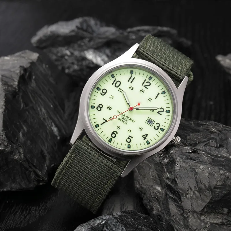 Students Brand Watches Men Fashion Casual Nylon Band Sports Simple Date Quartz Watch Black Erkek Barato Saat Relogio Masculino