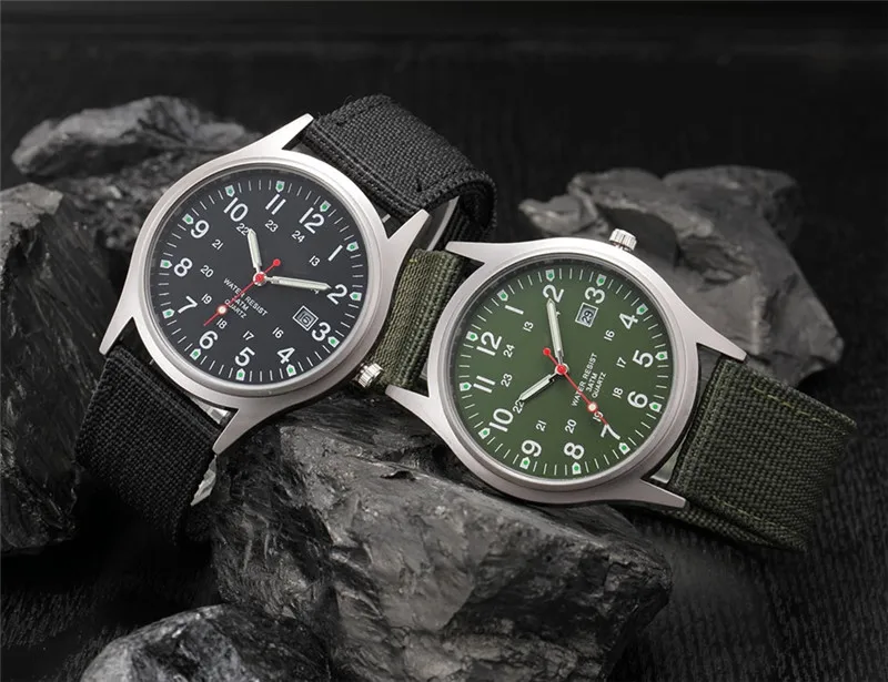 Students Brand Watches Men Fashion Casual Nylon Band Sports Simple Date Quartz Watch Black Erkek Barato Saat Relogio Masculino