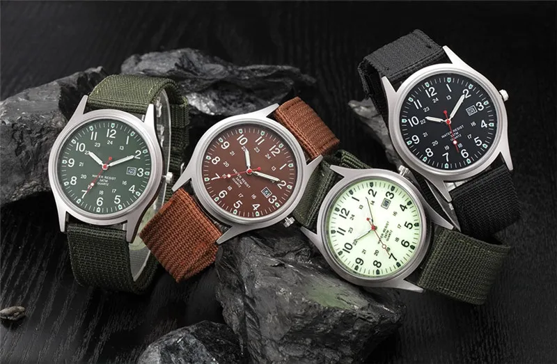 Students Brand Watches Men Fashion Casual Nylon Band Sports Simple Date Quartz Watch Black Erkek Barato Saat Relogio Masculino