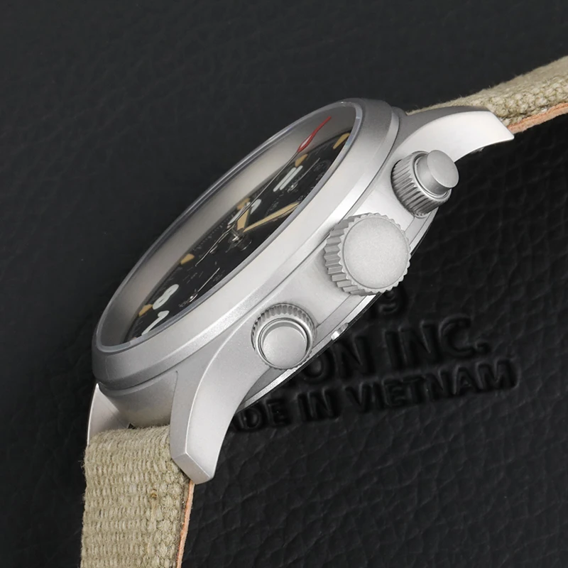 Militado ML1868KF Retro VK67 Quartz Chronograph Watch Stainless Steel Case 3 Dial Waterproof 100M Multifunction Military Watch