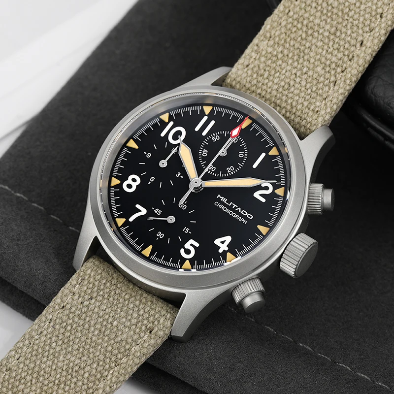 Militado ML1868KF Retro VK67 Quartz Chronograph Watch Stainless Steel Case 3 Dial Waterproof 100M Multifunction Military Watch