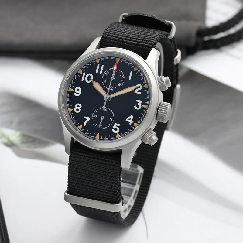 Militado ML1868KF Retro VK67 Quartz Chronograph Watch Stainless Steel Case 3 Dial Waterproof 100M Multifunction Military Watch