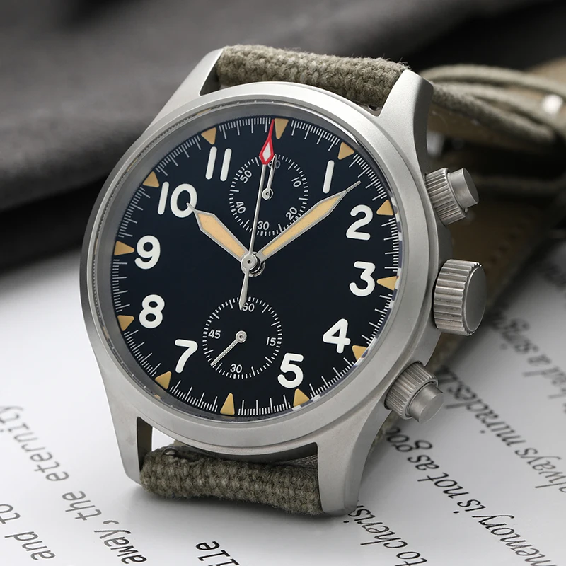Militado ML1868KF Retro VK67 Quartz Chronograph Watch Stainless Steel Case 3 Dial Waterproof 100M Multifunction Military Watch