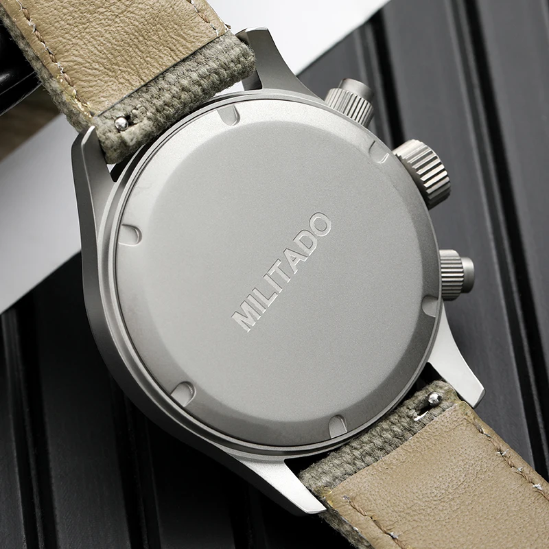 Militado ML1868KF Retro VK67 Quartz Chronograph Watch Stainless Steel Case 3 Dial Waterproof 100M Multifunction Military Watch