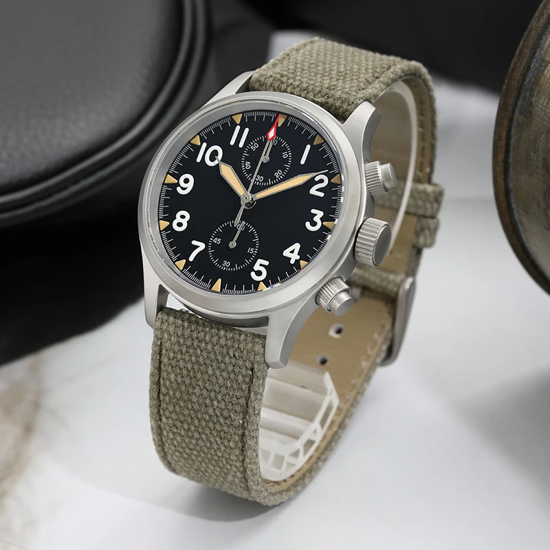 Militado ML1868KF Retro VK67 Quartz Chronograph Watch Stainless Steel Case 3 Dial Waterproof 100M Multifunction Military Watch