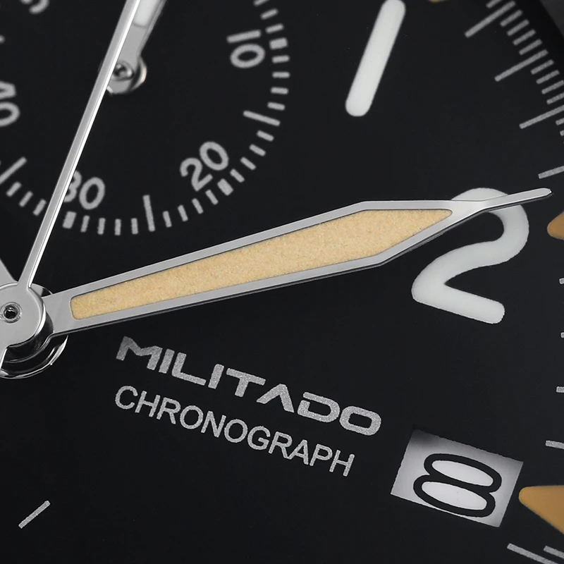 Militado ML1868KF Retro VK67 Quartz Chronograph Watch Stainless Steel Case 3 Dial Waterproof 100M Multifunction Military Watch