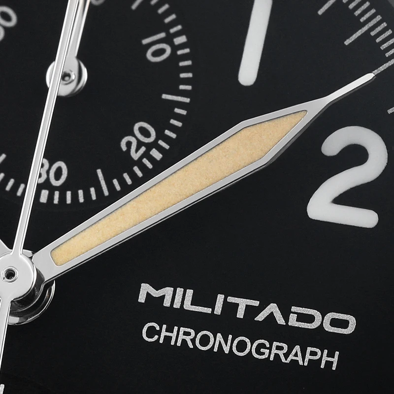 Militado ML1868KF Retro VK67 Quartz Chronograph Watch Stainless Steel Case 3 Dial Waterproof 100M Multifunction Military Watch
