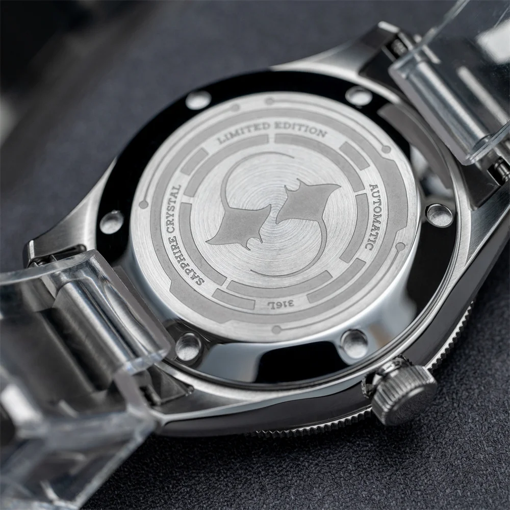 Proxima PX1697 39mm Men Watch White Enamel Dial Bubble Sapphire PT5000 SW200 Automatic Mechanical Vintage Watches 20Bar Luminous