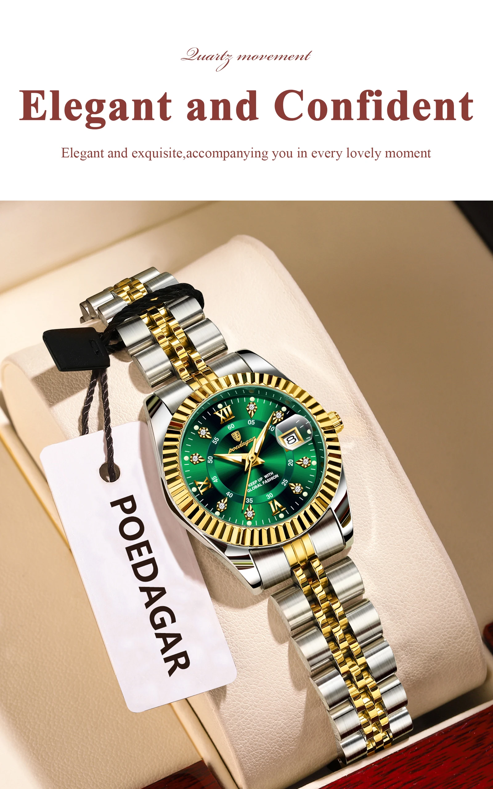 POEDAGAR Top Luxury Watch For Women Waterproof Stainless Steel Luminous Date Ladies Watch Quartz Fashion Elegant Women's Watches