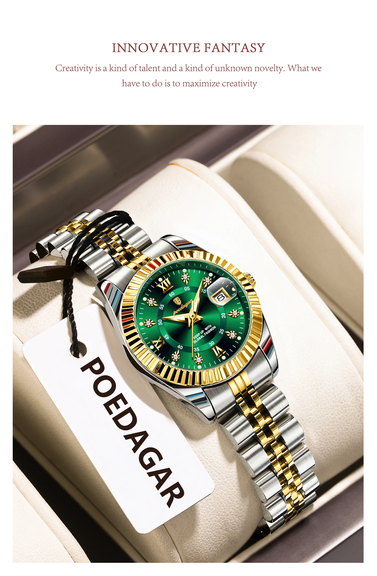 POEDAGAR Top Luxury Watch For Women Waterproof Stainless Steel Luminous Date Ladies Watch Quartz Fashion Elegant Women's Watches