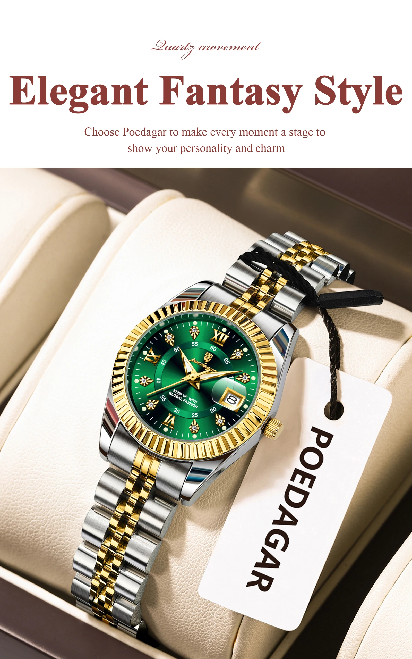 POEDAGAR Top Luxury Watch For Women Waterproof Stainless Steel Luminous Date Ladies Watch Quartz Fashion Elegant Women's Watches