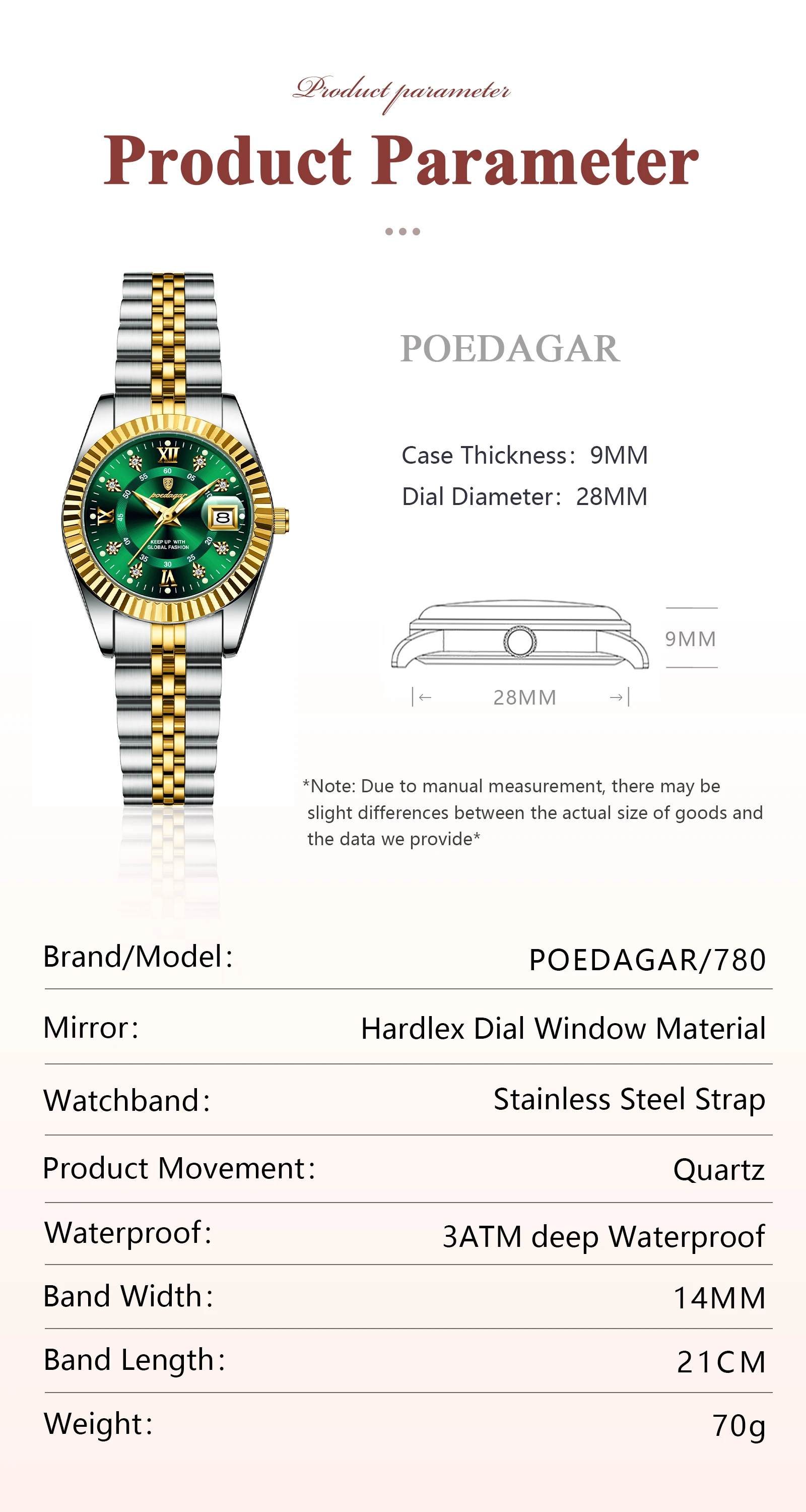 POEDAGAR Top Luxury Watch For Women Waterproof Stainless Steel Luminous Date Ladies Watch Quartz Fashion Elegant Women's Watches
