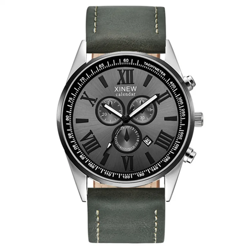 Original XINEW Brand Men Watches Boys Fashion Casual Leather Band Date Quartz Wrist Watch Black Montre Homme Reloj Hombre 2025
