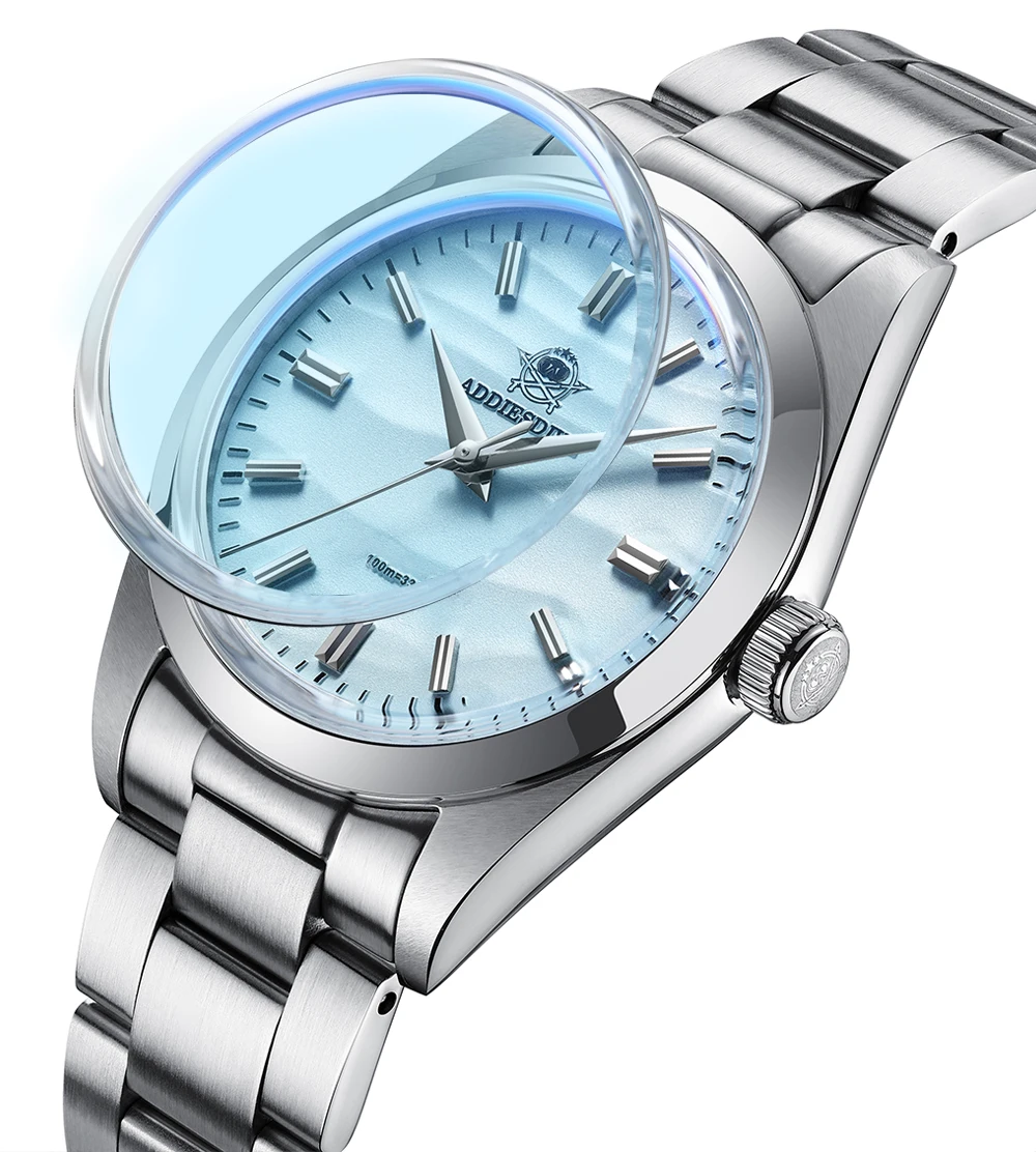 ADDIESDIVE Hot Sale AD2030 Without LOGO Watch Stainless Steel 100M Waterproof Quartz Watches 3D Sand Dial Men's Wristwatch Dress