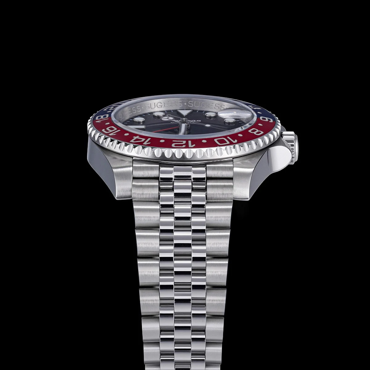 Sugess GMT Diving Watch of Men Automatic Mechanical Waterproof Wristwatches Peacock SL3032 Movement Ceramic Bezel Jubille Band
