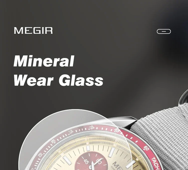 MEGIR New Luxury Men's Watches Canvas Weaving Strap Sport Automatic Chronograph Quartz Waterproof Wristwatch for Male 2247