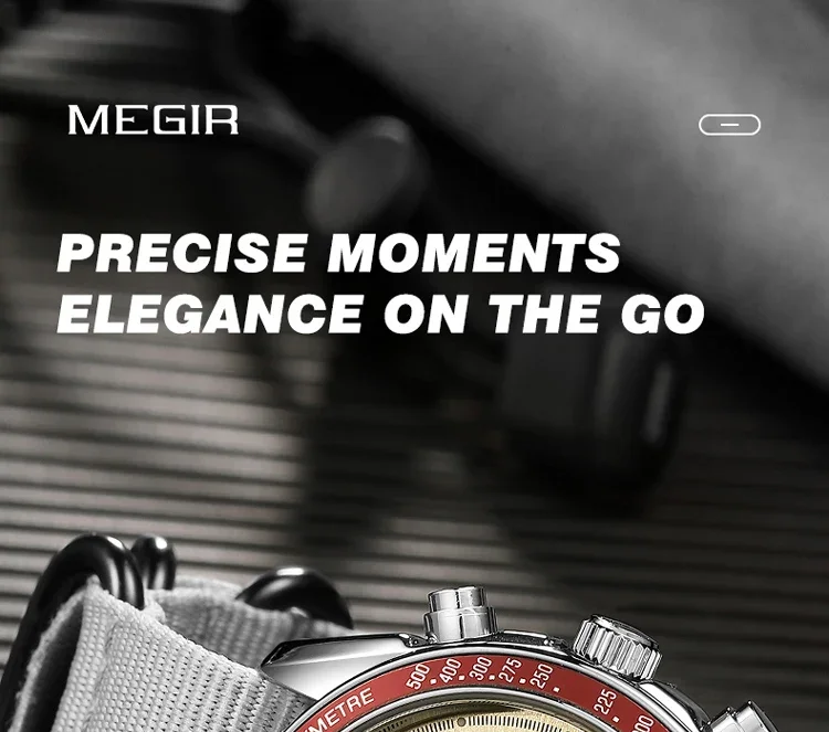 MEGIR New Luxury Men's Watches Canvas Weaving Strap Sport Automatic Chronograph Quartz Waterproof Wristwatch for Male 2247
