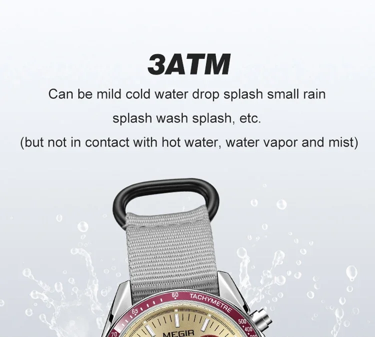 MEGIR New Luxury Men's Watches Canvas Weaving Strap Sport Automatic Chronograph Quartz Waterproof Wristwatch for Male 2247