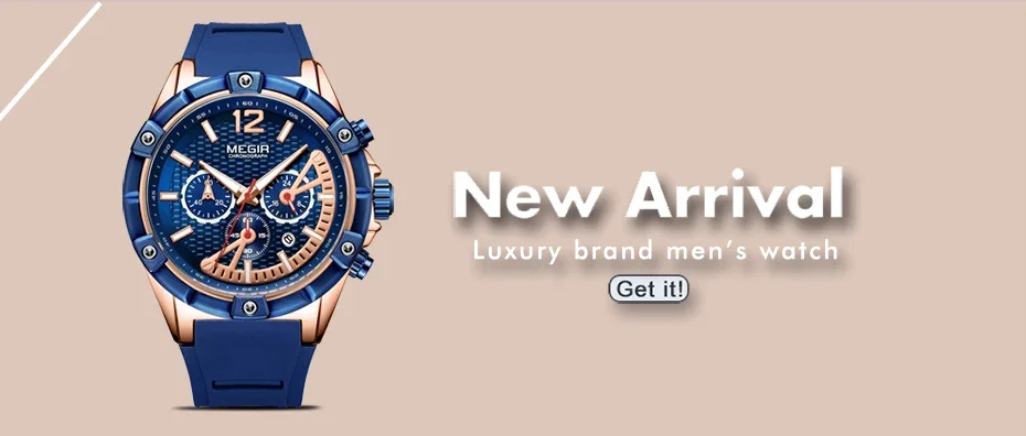 MEGIR New Luxury Men's Watches Canvas Weaving Strap Sport Automatic Chronograph Quartz Waterproof Wristwatch for Male 2247