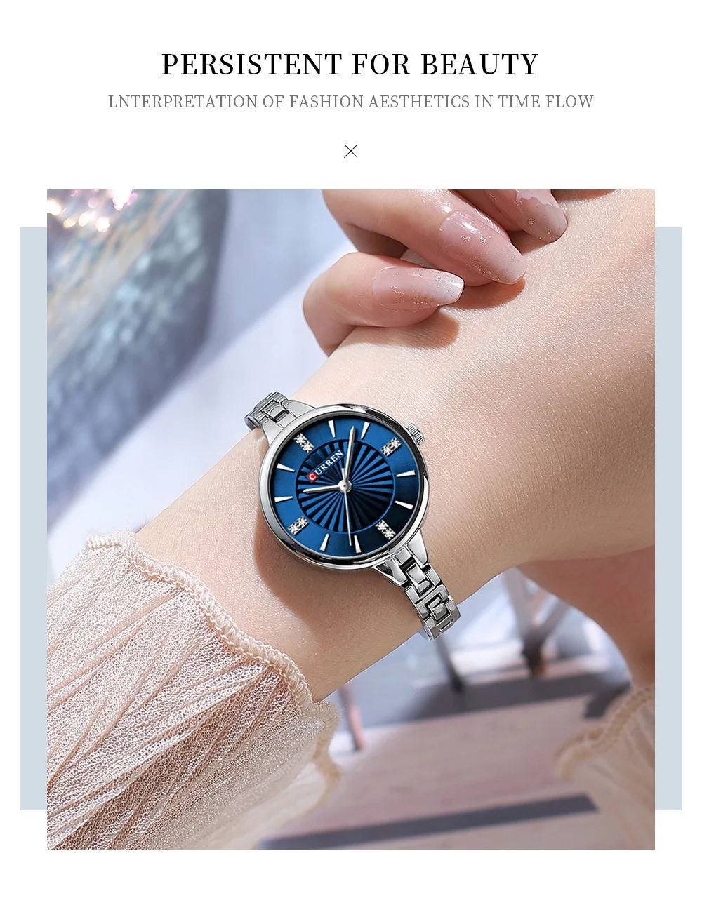 CURREN 9097 Top Brand Women's Quartz Watch Fashion Casual Gold Silver Waterproof Stainless Steel Strap Women's Elegant Watch