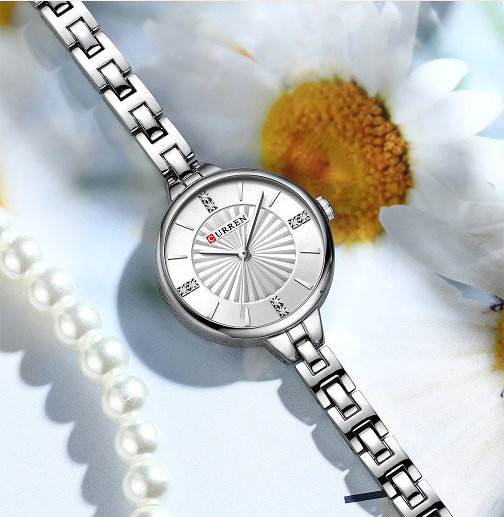 CURREN 9097 Top Brand Women's Quartz Watch Fashion Casual Gold Silver Waterproof Stainless Steel Strap Women's Elegant Watch